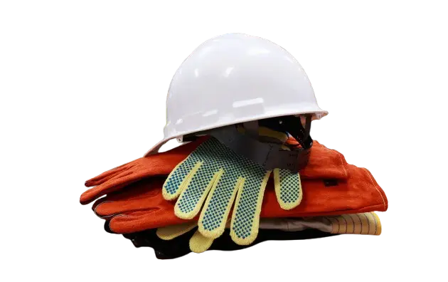 imagen de un casco sobre unos guantes